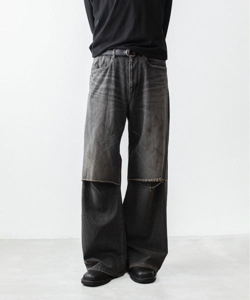 VEIN (ヴェイン)の「11OZ デニム カットオフ バギージーンズ/ 11OZ DENIM CUT OFF BAGGY JEANS(デニムパンツ・メンズ・ライトインディゴブルー/ブラック・3/1/2)」の17枚目の写真