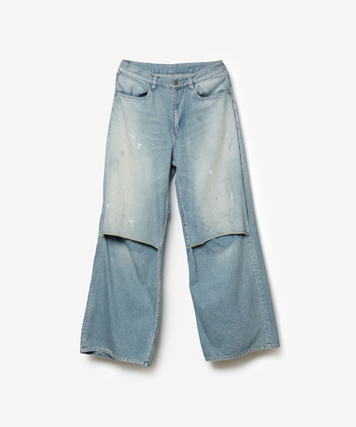 VEIN (ヴェイン)の「11OZ デニム カットオフ バギージーンズ/ 11OZ DENIM CUT OFF BAGGY JEANS(デニムパンツ・メンズ・ライトインディゴブルー/ブラック・3/1/2)」の3枚目の写真