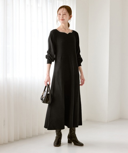 ハートネックニットワンピース（ワンピース）｜ROPE' PICNIC（ロペ