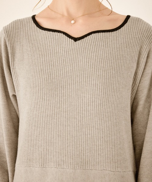 ROPE' PICNIC（ロペピクニック）の「ハートネックニットワンピース（ワンピース・レディース・ベージュ/ブラック・S/M）」の22枚目の写真