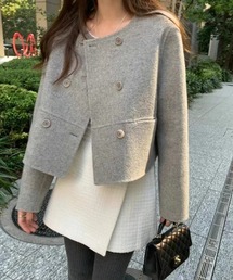 BANNER SELECT（バナーセレクト）の「ショート丈ノーカラーメルトンコート（ノーカラーコート）」