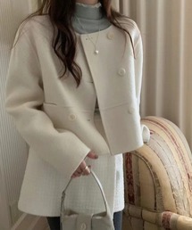 BANNER SELECT（バナーセレクト）の「ショート丈ノーカラーメルトンコート（ノーカラーコート）」