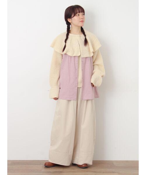 Samansa Mos2（サマンサ モスモス）の「[帯電防止裏地]裾切替バルーンパンツ《M/Lサイズ》（その他パンツ・レディース・ベージュ/ネイビー/キナリ・M/L）」の9枚目の写真