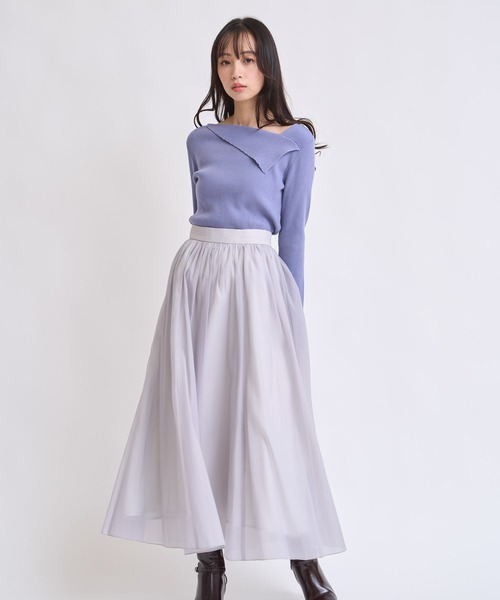 NOELA(ノエラ)の「メローフリルシアースカート(スカート・レディース・オフホワイト/グレー・S/M)」の2枚目の写真