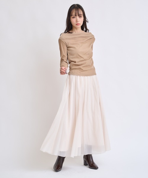 NOELA(ノエラ)の「メローフリルシアースカート(スカート・レディース・オフホワイト/グレー・S/M)」の3枚目の写真