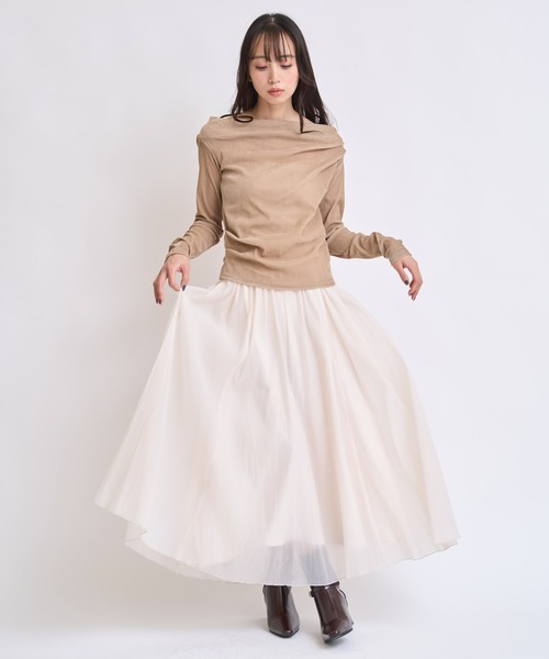 NOELA(ノエラ)の「メローフリルシアースカート(スカート・レディース・オフホワイト/グレー・S/M)」の4枚目の写真