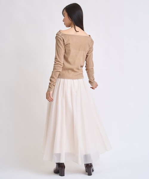 NOELA(ノエラ)の「メローフリルシアースカート(スカート・レディース・オフホワイト/グレー・S/M)」の6枚目の写真