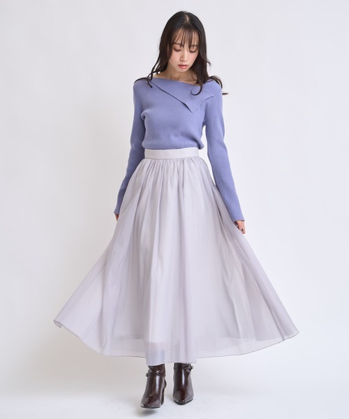 NOELA(ノエラ)の「メローフリルシアースカート(スカート・レディース・オフホワイト/グレー・S/M)」の10枚目の写真