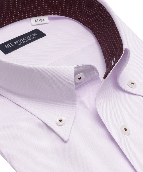TOKYO SHIRTS（トウキョウシャツ）の「形態安定ノンアイロン ボタンダウン 長袖ビジネスワイシャツ（ビジネスシャツ・メンズ・パープル・首回り37cm-裄丈80cm/首回り39cm-裄丈80cm/首回り39cm-裄丈84cm/首回り41cm-裄丈82cm/首回り41cm-裄丈86cm/首回り42cm-裄丈82cm/首回り42cm-裄丈86cm/首回り43cm-裄丈82cm/首回り43cm-裄丈86cm）」の2枚目の写真