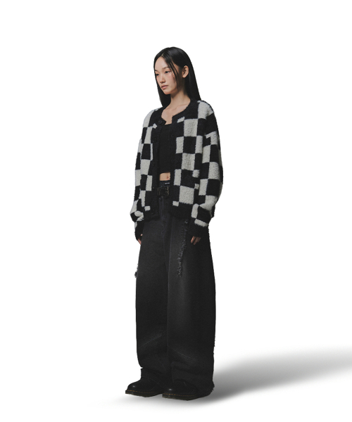 NOT4NERD（ノットフォーナード）の「Checkerboard Mohair Cardigan - Black（カーディガン/ボレロ・レディース・その他・MEDIUM/LARGE/X-LARGE）」の4枚目の写真