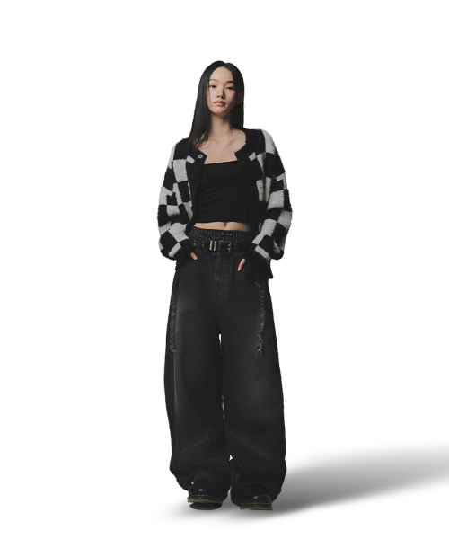 NOT4NERD（ノットフォーナード）の「Checkerboard Mohair Cardigan - Black（カーディガン/ボレロ・レディース・その他・MEDIUM/LARGE/X-LARGE）」の6枚目の写真