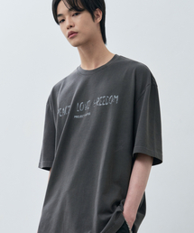 [ワンシャットハンソルXアリス] ブレイルレタリングハーフTシャツ [チャコール]