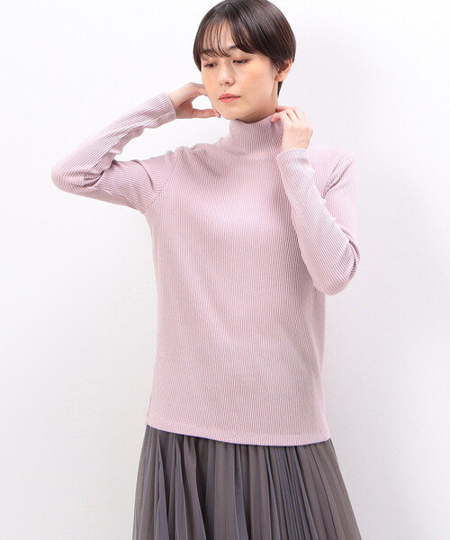 COMME CA（コムサ）の「〔 TALLサイズ 〕 ラグウォームリブニット ハイネックプルオーバー（Tシャツ/カットソー・レディース・ピンク/ネイビー/ブルー/オフホワイト・13号/15号）」の4枚目の写真