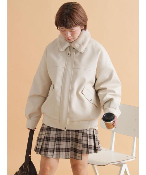 ehka sopo(エヘカソポ)の「襟ファーフェイクレザージャケット(ブルゾン・レディース・ブラウン/ブラック/キナリ・F)」の16枚目の写真