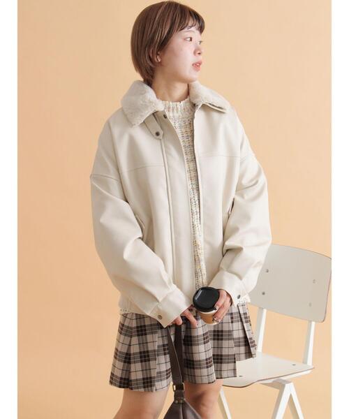 ehka sopo(エヘカソポ)の「襟ファーフェイクレザージャケット(ブルゾン・レディース・ブラウン/ブラック/キナリ・F)」の17枚目の写真