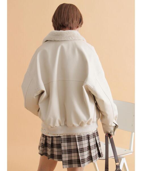 ehka sopo(エヘカソポ)の「襟ファーフェイクレザージャケット(ブルゾン・レディース・ブラウン/ブラック/キナリ・F)」の19枚目の写真