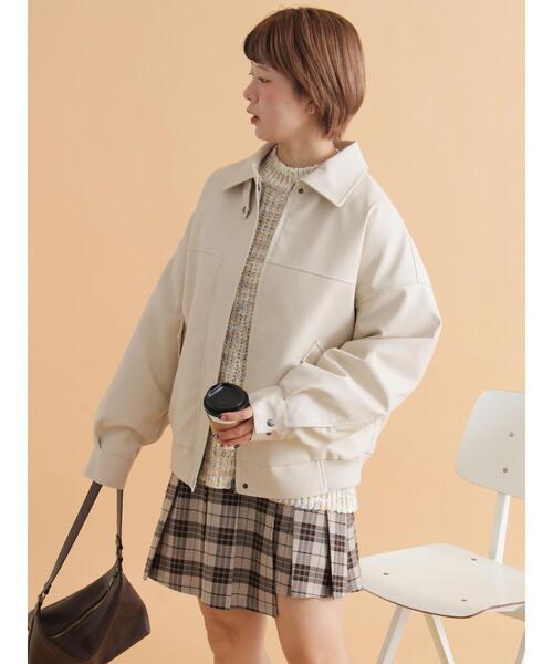 ehka sopo(エヘカソポ)の「襟ファーフェイクレザージャケット(ブルゾン・レディース・ブラウン/ブラック/キナリ・F)」の20枚目の写真