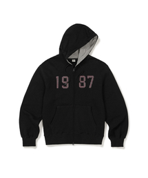 [Mmlg] CHECK LOGO HOOD ZIP UP (EVERY BLACK)