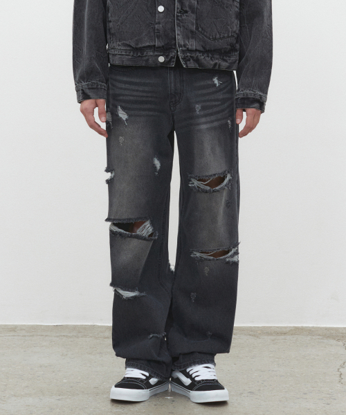 DECET(デケト)の「Both Sides Destroy Jeans DCPT037BlackB(デニムパンツ・レディース・その他・26/28/30/32/34)」の1枚目の写真