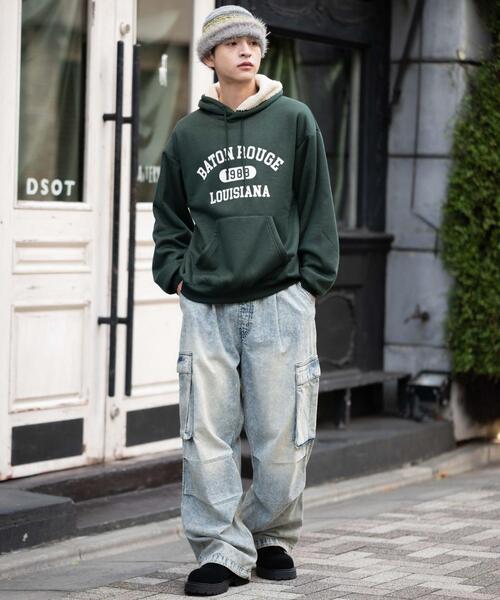 WEGO（ウィゴー）の「WEGO/カレッジロゴボアパーカー（パーカー・メンズ・杢グレー/ダークグリーン/ネイビー/ワイン・LARGE/MEDIUM）」の7枚目の写真