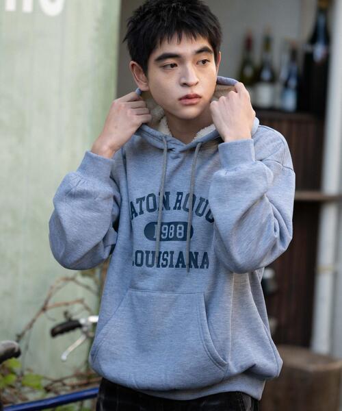 WEGO（ウィゴー）の「WEGO/カレッジロゴボアパーカー（パーカー・メンズ・杢グレー/ダークグリーン/ネイビー/ワイン・LARGE/MEDIUM）」の18枚目の写真