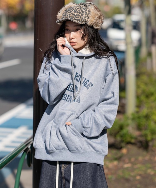 WEGO（ウィゴー）の「WEGO/カレッジロゴボアパーカー（パーカー・メンズ・杢グレー/ダークグリーン/ネイビー/ワイン・LARGE/MEDIUM）」の20枚目の写真