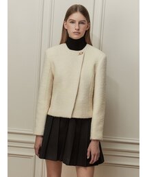 LETQSTUDIO（レチケットスタジオ）の「エイシメトリックウールジャケット、アイボリー（テーラードジャケット）」