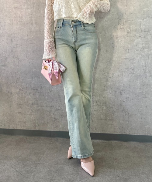 Mejoul（メジュール）の「【2026春夏新作】美シルエット レースデザインハイウエストフレアデニムパンツ（デニムパンツ・レディース・ブルー・M/L）」の18枚目の写真