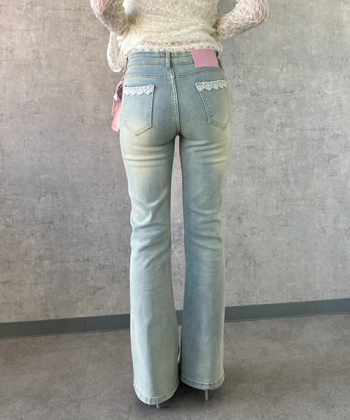 Mejoul（メジュール）の「【2026春夏新作】美シルエット レースデザインハイウエストフレアデニムパンツ（デニムパンツ・レディース・ブルー・M/L）」の22枚目の写真