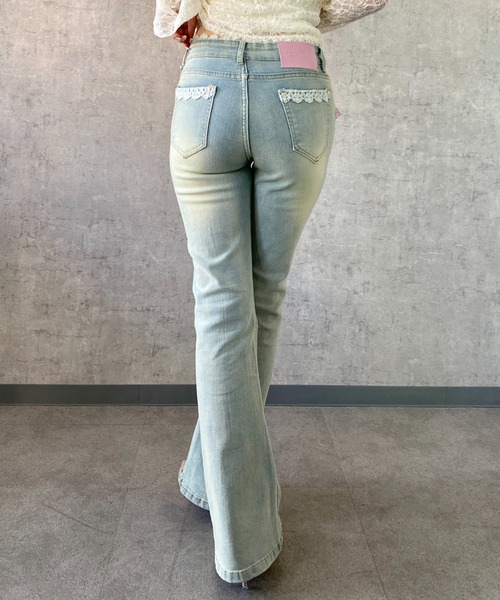 Mejoul（メジュール）の「【2026春夏新作】美シルエット レースデザインハイウエストフレアデニムパンツ（デニムパンツ・レディース・ブルー・M/L）」の16枚目の写真