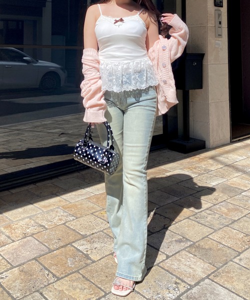 Mejoul（メジュール）の「【2026春夏新作】美シルエット レースデザインハイウエストフレアデニムパンツ（デニムパンツ・レディース・ブルー・M/L）」の13枚目の写真