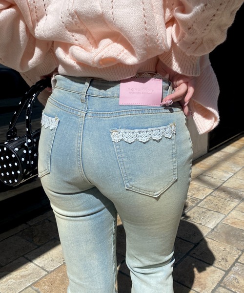 Mejoul（メジュール）の「【2026春夏新作】美シルエット レースデザインハイウエストフレアデニムパンツ（デニムパンツ・レディース・ブルー・M/L）」の14枚目の写真