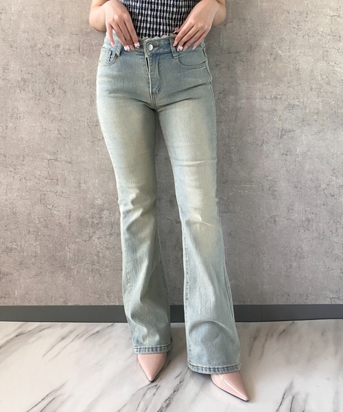 Mejoul（メジュール）の「【2026春夏新作】美シルエット レースデザインハイウエストフレアデニムパンツ（デニムパンツ・レディース・ブルー・M/L）」の7枚目の写真