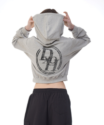 DXOH（ディソエイチ）の「ダブルラインスタックセミクロップフードグレー（パーカー）」