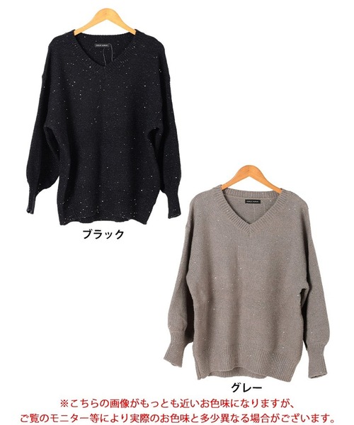 GOLDJAPAN(ゴールドジャパン)の「ボリューム袖スパンコールニットチュニック【大きいサイズ対応】(チュニック・レディース・ブラック/グレー・LL~3L/4L~5L)」の19枚目の写真