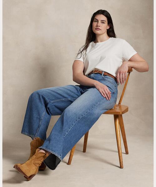 POLO RALPH LAUREN(ポロ ラルフ ローレン)の「ハイライズ ワイドレッグ クロップ ジーンズ(デニムパンツ・レディース・ブルー・26R/24R/25R/27R/29R/28R)」の4枚目の写真