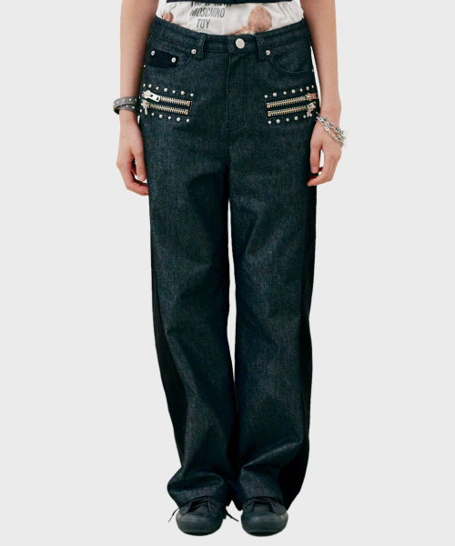 NILLRING(ニルリン)の「P13.00 Zip stud point pants _ Black combination(デニムパンツ・レディース・その他・SMALL/MEDIUM)」の3枚目の写真
