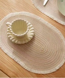 Port（ポート）の「【 Port / ポート 】 ナチュラル  ラウンド ランチョンマット (フリンジ付き) #（ランチョンマット/テーブルウェア）」