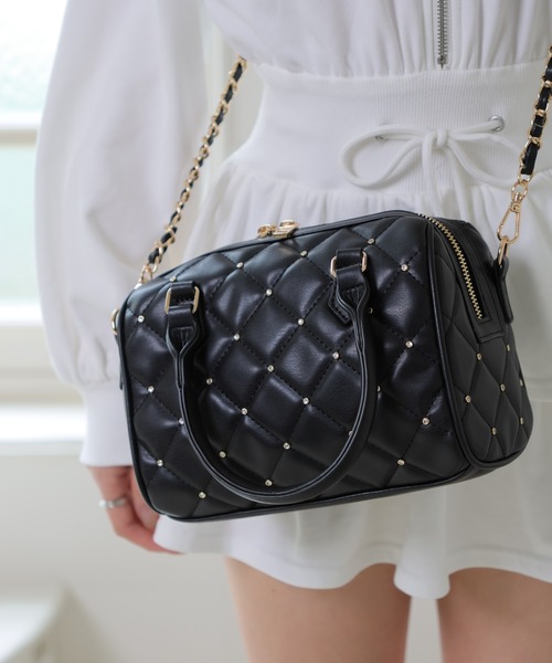 LIPSERVICE（リップサービス）の「ジュエルミニボストンバッグ（ボストンバッグ・レディース・ピンク/アイボリー/ブラック・FREE）」の2枚目の写真