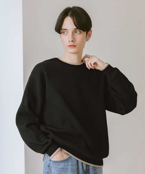 RAGEBLUE（レイジブルー）の「Washable Reversible Crewneck Knit / ウォッシャブルリバーシブル配色ニット（ニット/セーター・メンズ・ブラック系その他/グレー系その他/ピンク系その他/ホワイト系その他・SMALL/MEDIUM/LARGE）」の5枚目の写真