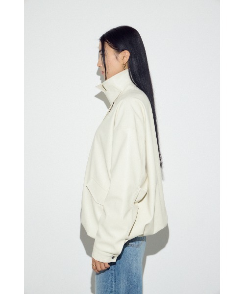 AZUL by moussy(アズールバイマウジー)の「【身長/骨格別着用画像あり】フェイクレザーミドルブルゾン 冬服 秋服 ライダース フェイクレザージャケット(ブルゾン・レディース・アイボリー/ブラック/ブラウン・FREE)」の7枚目の写真