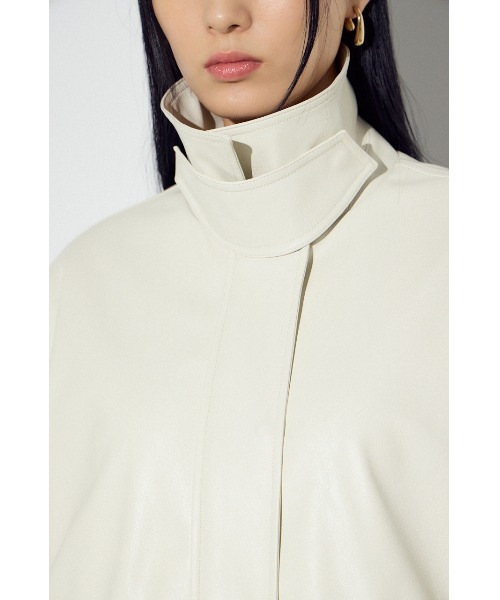 AZUL by moussy(アズールバイマウジー)の「【身長/骨格別着用画像あり】フェイクレザーミドルブルゾン 冬服 秋服 ライダース フェイクレザージャケット(ブルゾン・レディース・アイボリー/ブラック/ブラウン・FREE)」の9枚目の写真