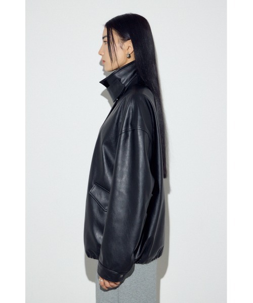 AZUL by moussy(アズールバイマウジー)の「【身長/骨格別着用画像あり】フェイクレザーミドルブルゾン 冬服 秋服 ライダース フェイクレザージャケット(ブルゾン・レディース・アイボリー/ブラック/ブラウン・FREE)」の21枚目の写真