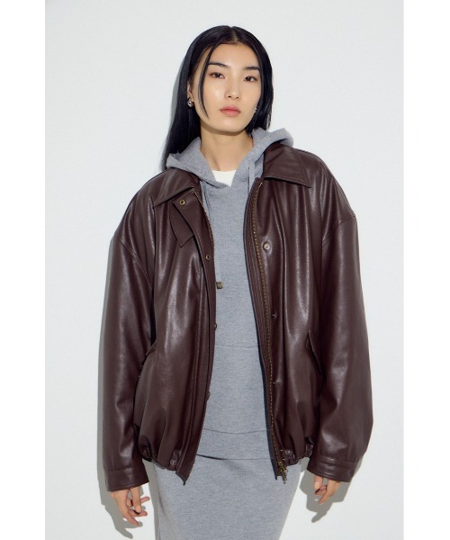 フェイクレザーミドルブルゾン（ブルゾン）｜AZUL BY MOUSSY（アズール