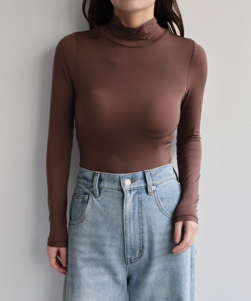 ap retro(アプレトロ)の「【ap retro basic】カップ付きハイネックヒートフィットインナー(Tシャツ/カットソー・レディース・ベージュ/ホワイト/ブラウン/ブラック・LARGE/MEDIUM/X-LARGE)」の15枚目の写真