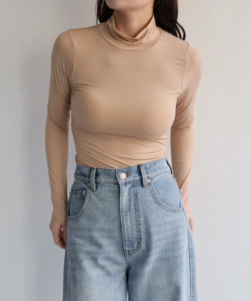 ap retro(アプレトロ)の「【ap retro basic】カップ付きハイネックヒートフィットインナー(Tシャツ/カットソー・レディース・ベージュ/ホワイト/ブラウン/ブラック・LARGE/MEDIUM/X-LARGE)」の19枚目の写真