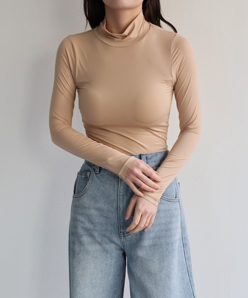 ap retro(アプレトロ)の「【ap retro basic】カップ付きハイネックヒートフィットインナー(Tシャツ/カットソー・レディース・ベージュ/ホワイト/ブラウン/ブラック・LARGE/MEDIUM/X-LARGE)」の20枚目の写真