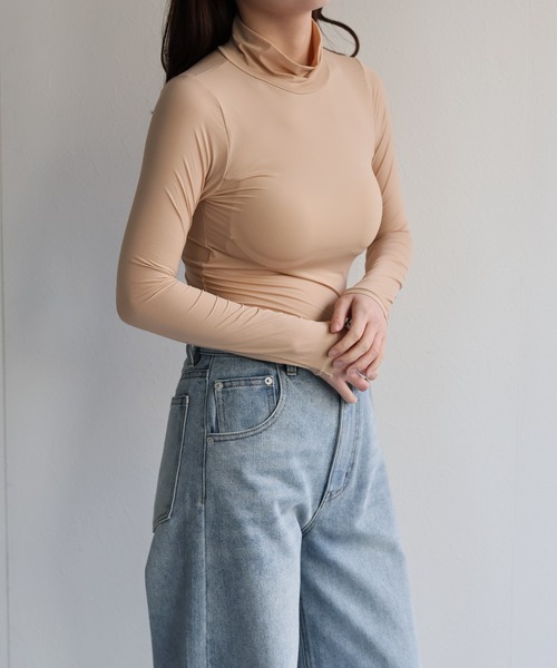 ap retro(アプレトロ)の「【ap retro basic】カップ付きハイネックヒートフィットインナー(Tシャツ/カットソー・レディース・ベージュ/ホワイト/ブラウン/ブラック・LARGE/MEDIUM/X-LARGE)」の21枚目の写真