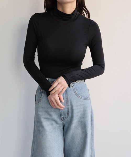 ap retro(アプレトロ)の「【ap retro basic】カップ付きハイネックヒートフィットインナー(Tシャツ/カットソー・レディース・ベージュ/ホワイト/ブラウン/ブラック・LARGE/MEDIUM/X-LARGE)」の10枚目の写真