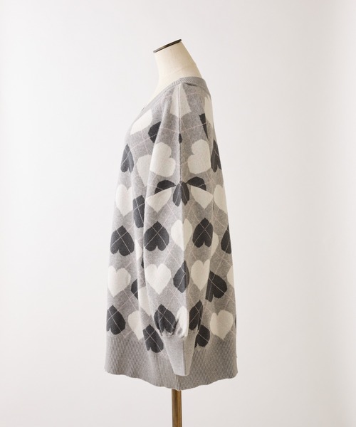 one after another NICE CLAUP（ワンアフターアナザーナイスクラップ）の「【Heart Collection】ハートアーガイルニットミニワンピース（ワンピース・レディース・グレー系その他/ピンク系その他/ホワイト系その他・FREE）」の7枚目の写真